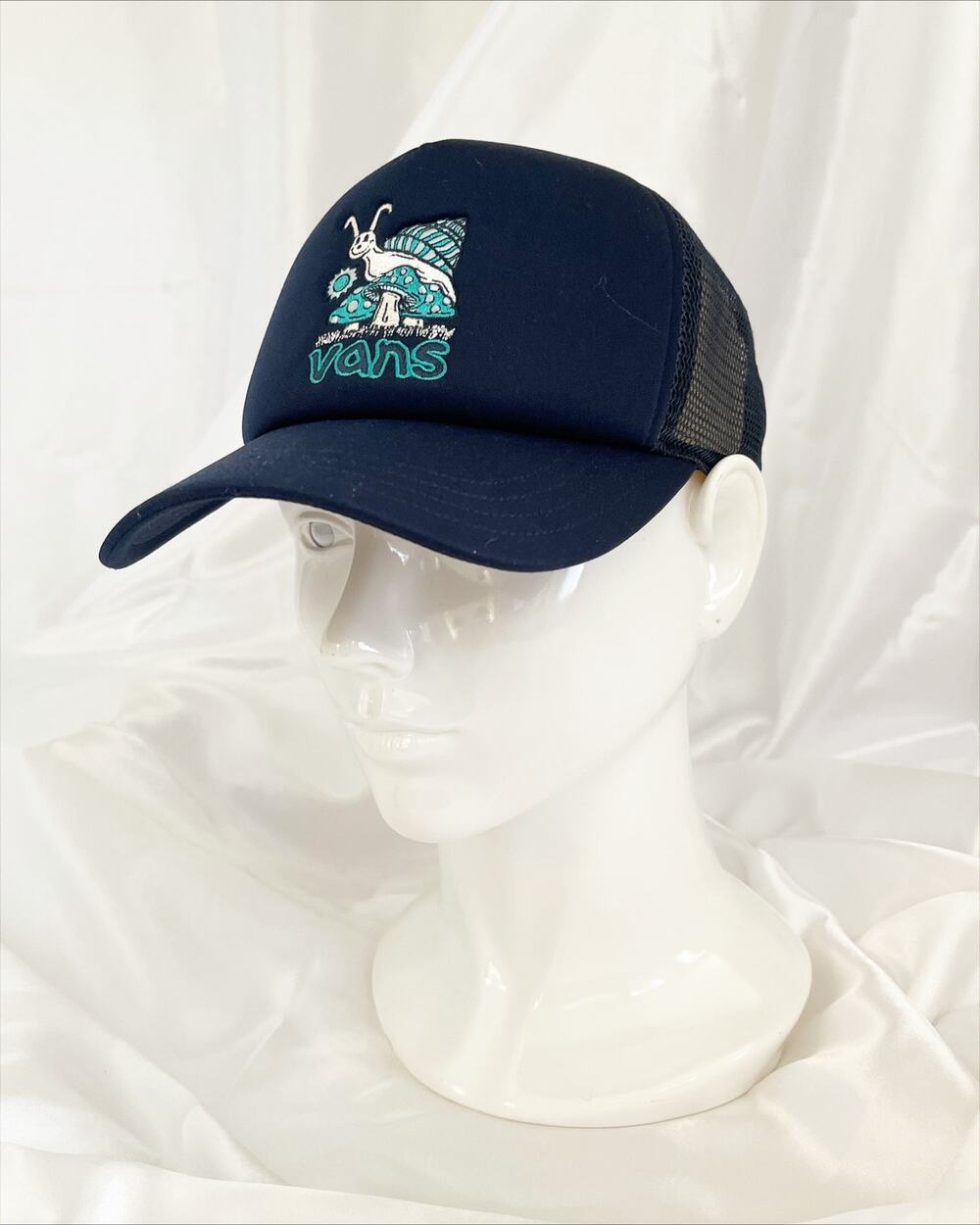 VANS  Friends Curved Bill Baseball Hat Navy Blue Embroidery Graphic